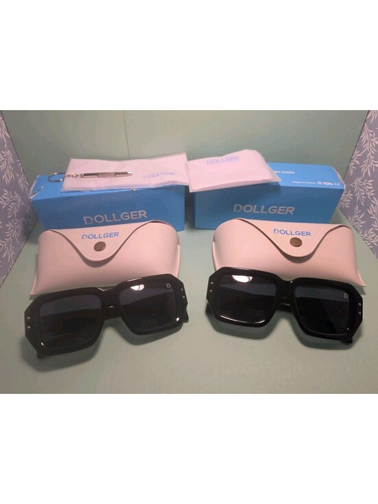 Accessories - (2) New Pair's Retro Oversized Dollger Square Sunglasses Shades Black